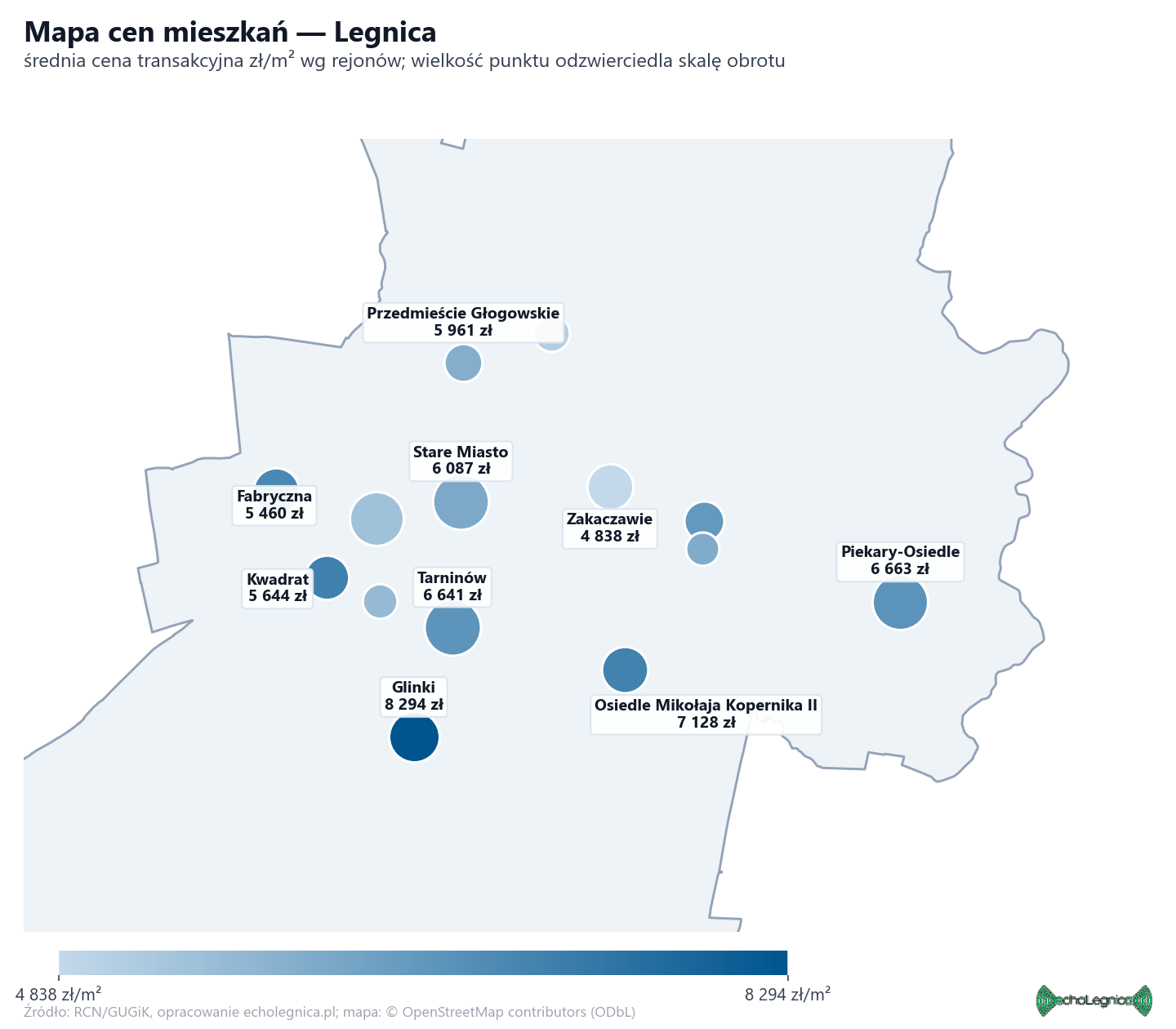 Mapa cen mieszkań - Legnica