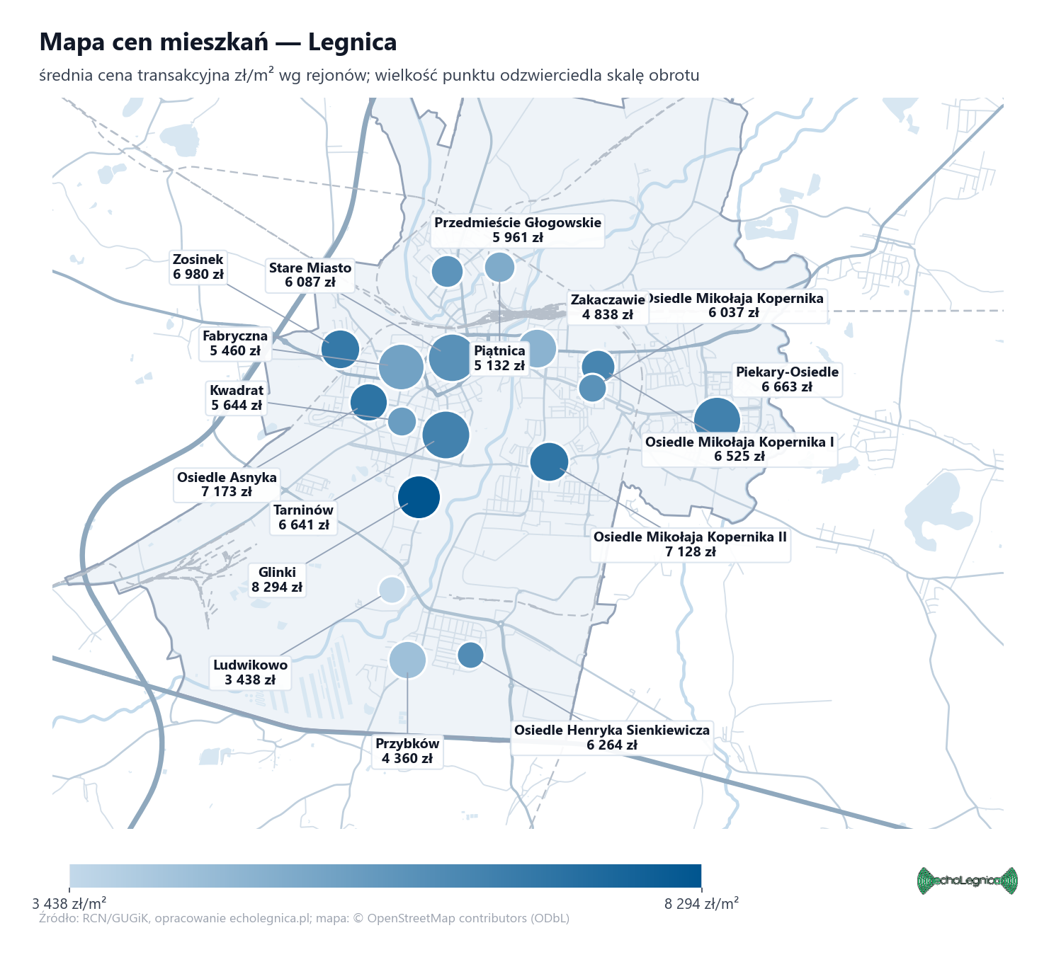 Mapa cen mieszkań - Legnica