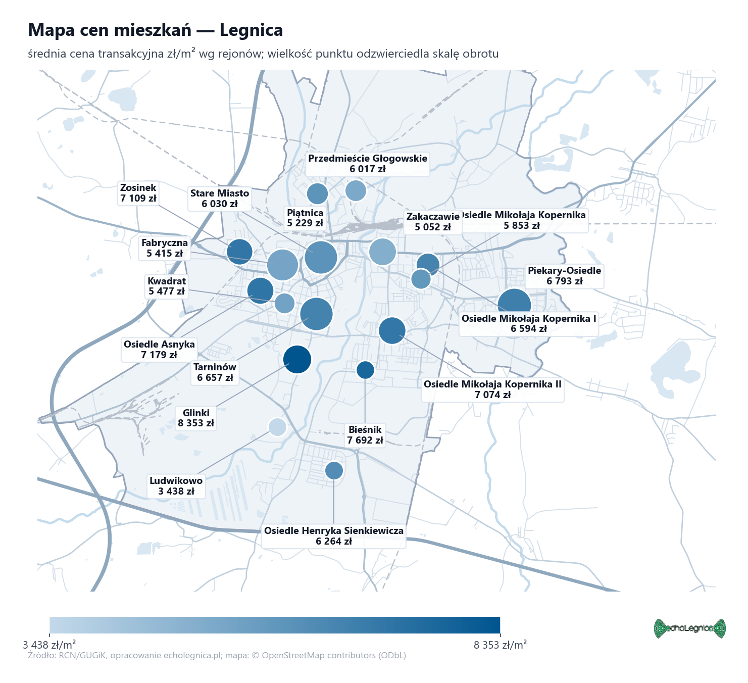 Mapa cen mieszkań - Legnica