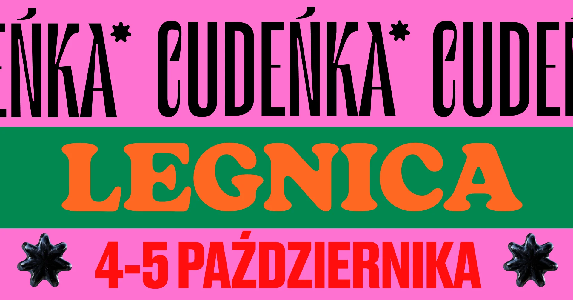 Obrazek przedstawia grafikę promocyjną wydarzenia Legnicki Festiwal Rękodzieła z unikatowymi produktami artystycznymi