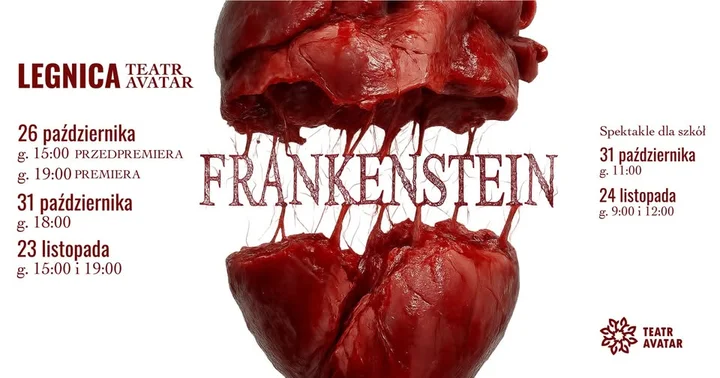 Obrazek przedstawia grafikę promocyjną wydarzenia Gotyckie przedstawienie taneczno-akrobatyczne „Frankenstein” w Legnicy