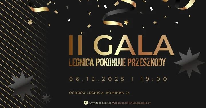 Grafika promocyjna wydarzenia II GALA klubu Legnica Pokonuje Przeszkody — gala sportowa w Legnicy