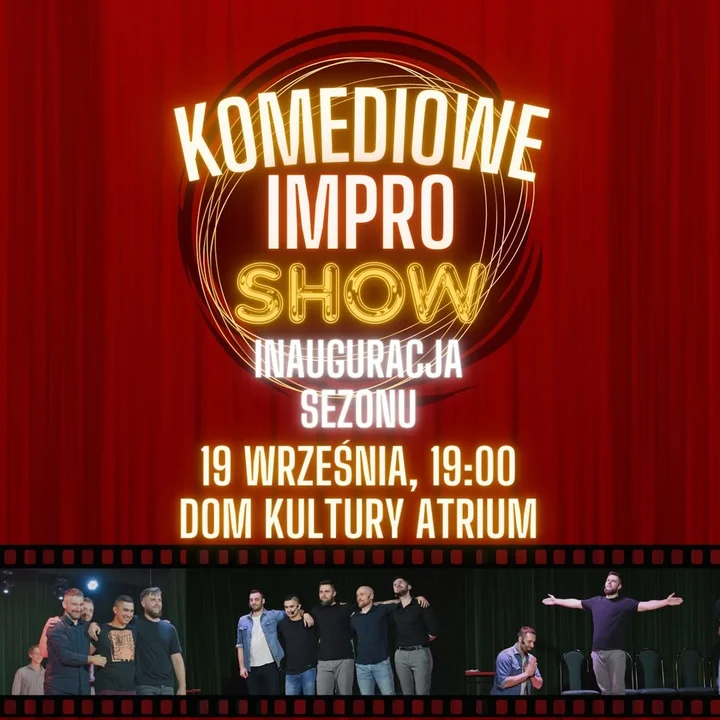 Obrazek przedstawia grafikę promocyjną wydarzenia Wieczór improwizowanej komedii w Legnicy