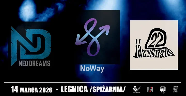 Grafika promocyjna wydarzenia NEO DREAMS / NOWAY / LAZY SNAILS — koncert w Spiżarni, Legnica (14 marca 2026)