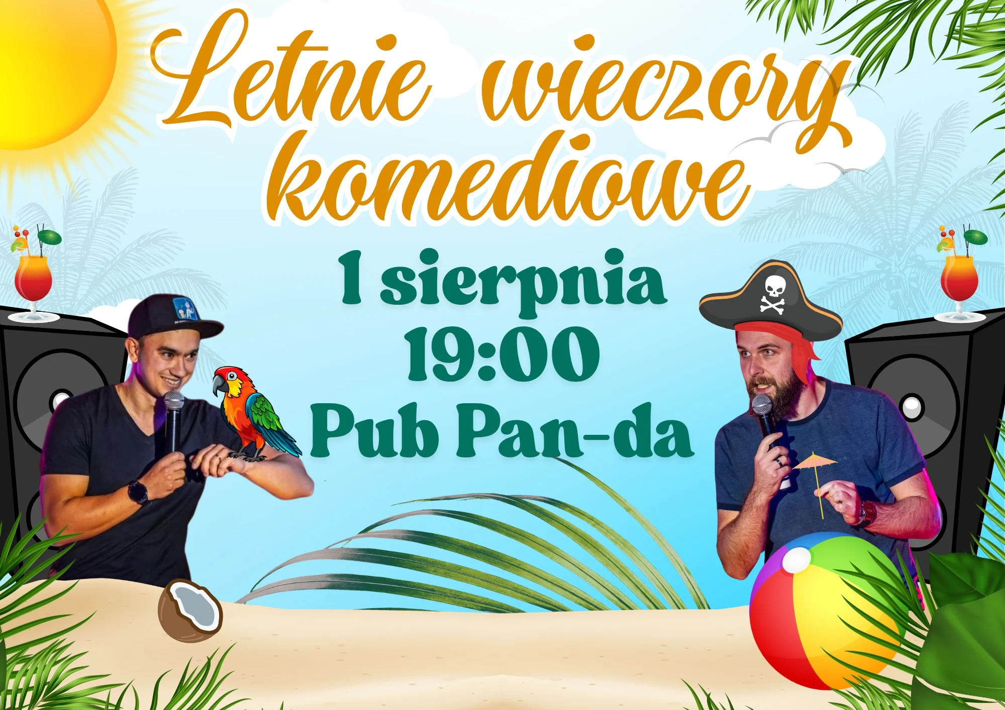 Obrazek przedstawia grafikę promocyjną wydarzenia Wieczór stand-up i improwizacji w Pubie PAN - DA w Legnicy