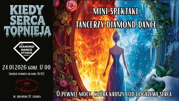 Grafika promocyjna wydarzenia Mini Spektakl KIEDY SERCA TOPNIEJĄ — Diamond Dance Legnica