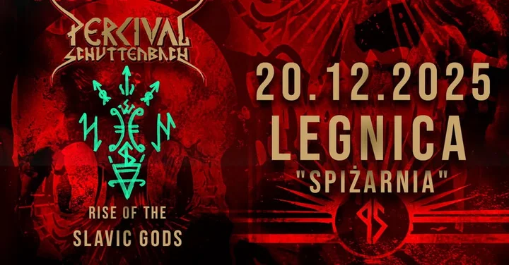 Grafika promocyjna wydarzenia Percival Schuttenbach w Spiżarni — Slavic Wars i przeboje z Wiedźmina