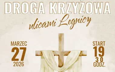 Grafika promocyjna wydarzenia Droga Krzyżowa ulicami Legnicy