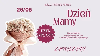 Grafika promocyjna wydarzenia Dzień Otwarty Well Fitness Legnica Marsa w Legnicy – treningi, zajęcia i promocje na karnet