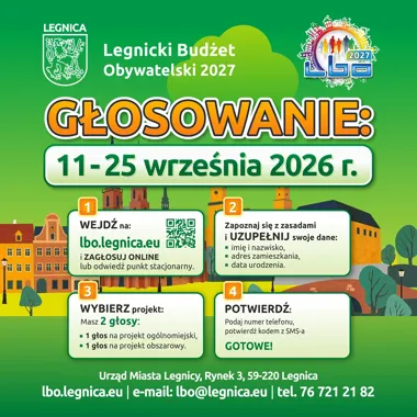 Grafika promocyjna wydarzenia Głosowanie w Legnickim Budżecie Obywatelskim 2027