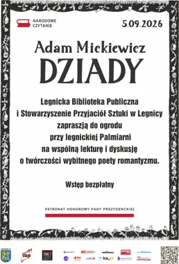Grafika promocyjna wydarzenia Narodowe Czytanie 2026. Adam Mickiewicz – Dziady