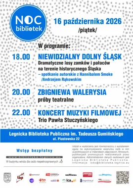 Grafika promocyjna wydarzenia Noc Bibliotek
