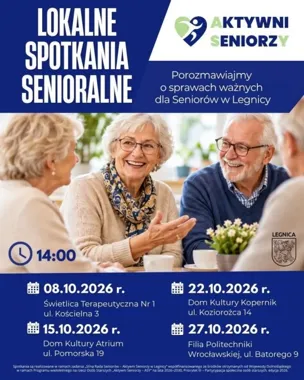 Grafika promocyjna wydarzenia Porozmawiajmy o potrzebach seniorów – lokalne spotkania senioralne