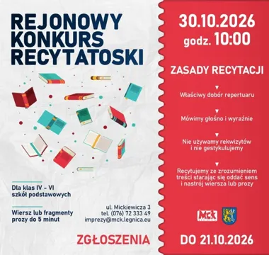 Grafika promocyjna wydarzenia Rejonowy Konkurs Recytatorski