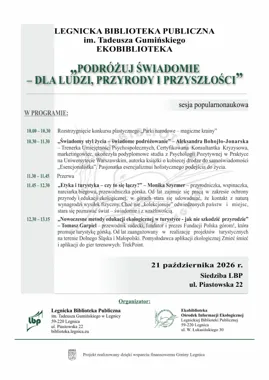 Grafika promocyjna wydarzenia Sesja o świadomym podróżowaniu w Legnicy