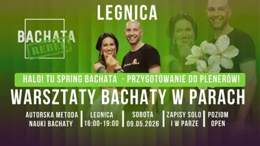 Grafika promocyjna wydarzenia Warsztaty Bachaty w Parach „Halo! Tu Spring Bachata” — przygotowanie do plenerów w Legnicy