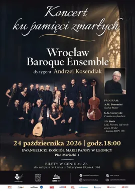 Grafika promocyjna wydarzenia Wrocław Baroque Ensemble – Koncert ku pamięci zmarłych
