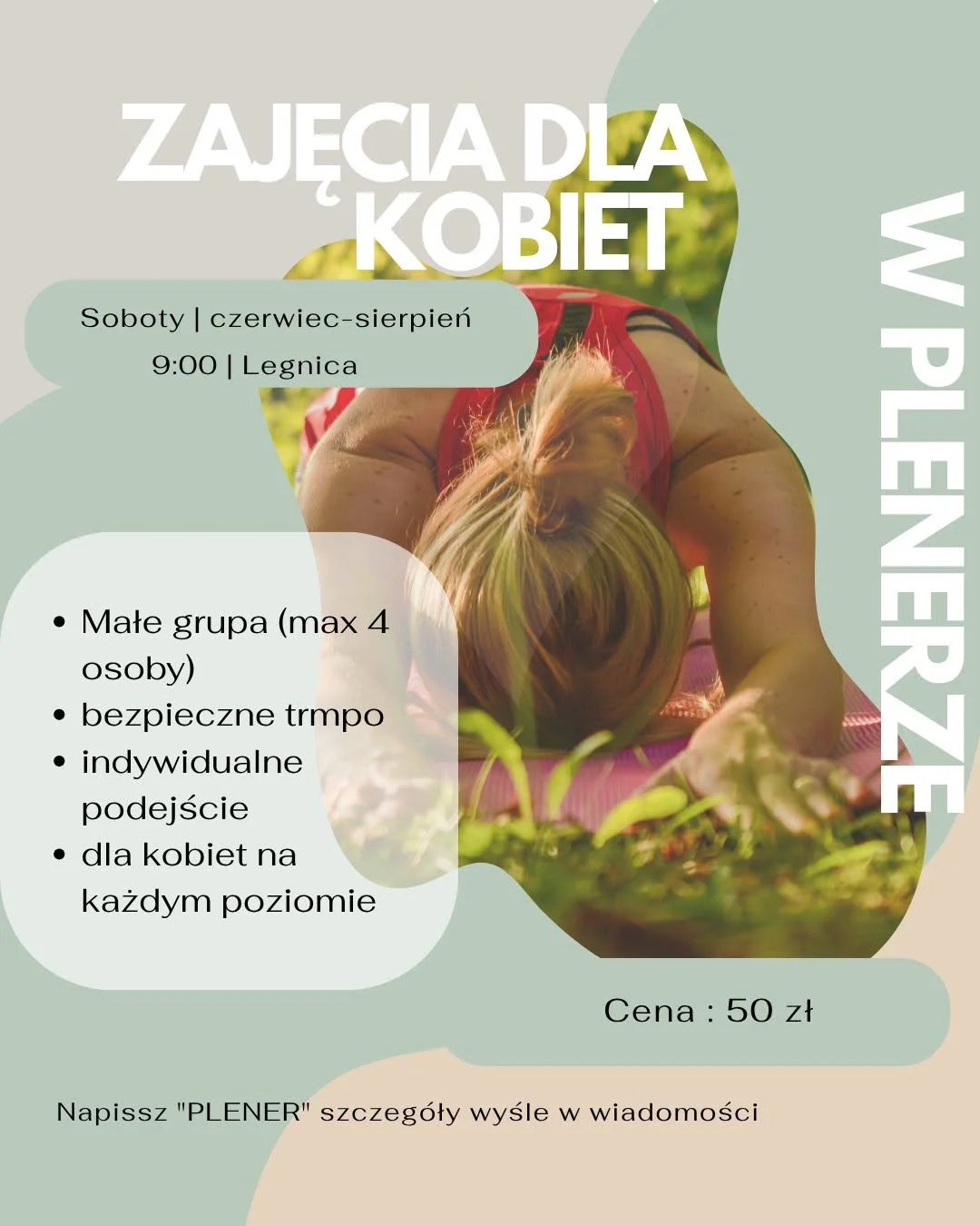 Grafika promocyjna wydarzenia Zajęcia w plenerze dla kobiet - Legnica: spokojny trening
