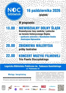Noc Bibliotek w Legnicy potrwa do późna - od historii pałaców po filmową muzykę