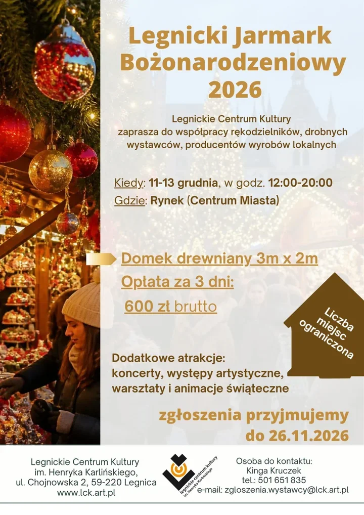 Legnicki Jarmark Bożonarodzeniowy szuka wystawców na grudniowe spotkanie w Rynku