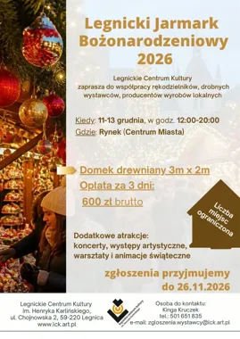 Legnicki Jarmark Bożonarodzeniowy szuka wystawców na grudniowe spotkanie w Rynku