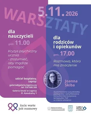 Bezpłatne warsztaty o kryzysie psychicznym dzieci. Dwa spotkania w Legnicy