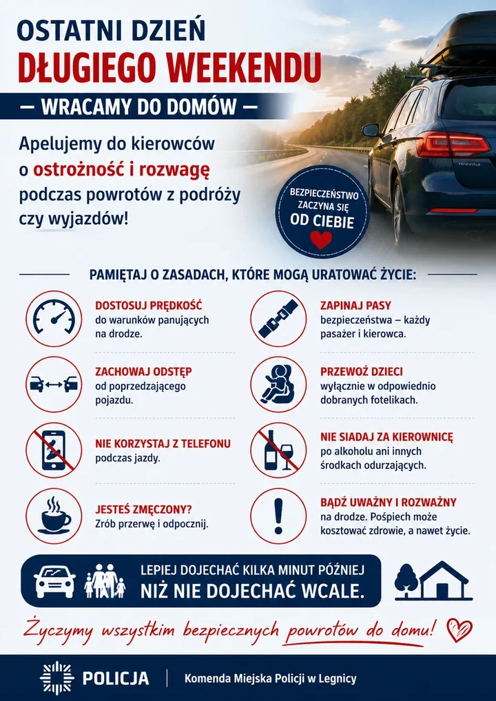 Ostatni dzień długiego weekendu - ten apel policji może zdecydować o powrocie