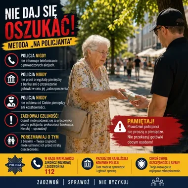 Seniorka z Legnicy przekazała oszustowi 56,5 tys. zł. Podał się za policjanta