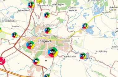 Mapa zagrożeń w Legnicy: 265 zgłoszeń, policja potwierdziła 67