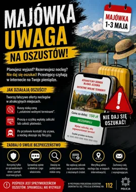 Majówkowa pułapka w sieci - policjanci ostrzegają przed fałszywymi noclegami