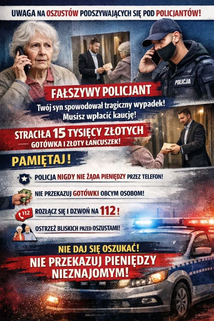Oszustwo na policjanta - seniorka z Chojnowa straciła 15 tys. zł i biżuterię