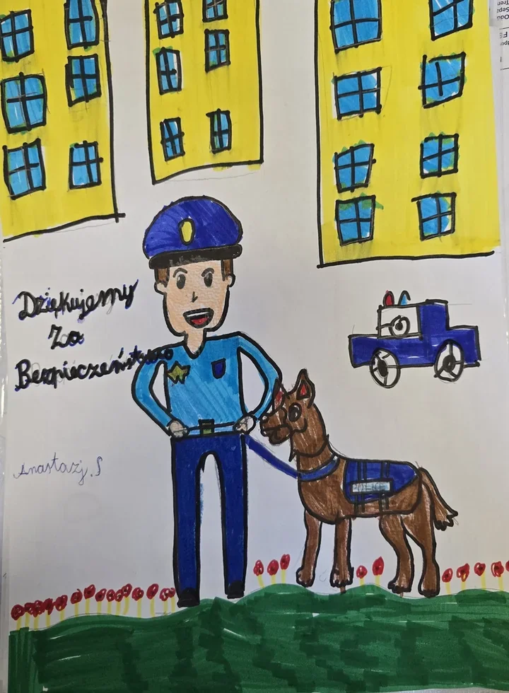 Dzieci z Legnicy zaskoczyły policjantów - list i rysunki zrobiły wrażenie